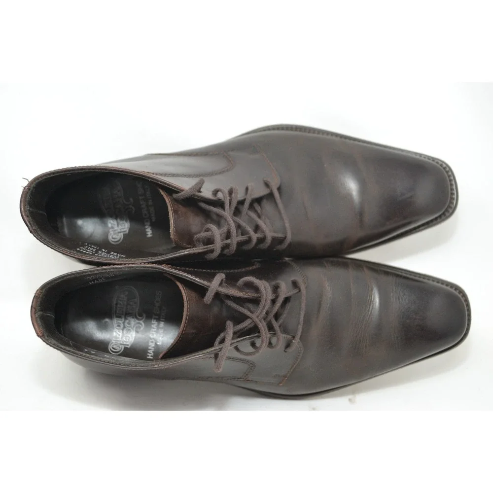 Calzoleria Toscana Handmade Designer‎ Leather Italy Brown Chukka Boots Mens 41